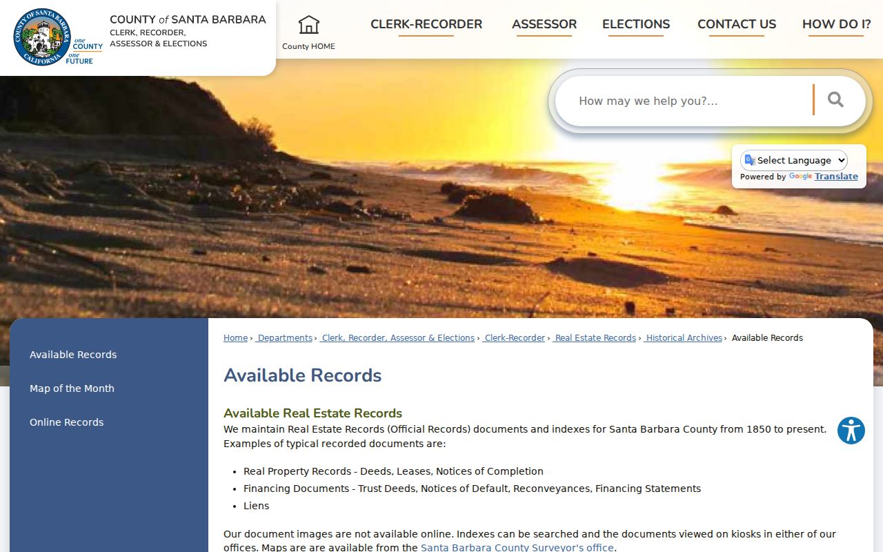 Santa Maria previous residents view of the County historical archive holdings