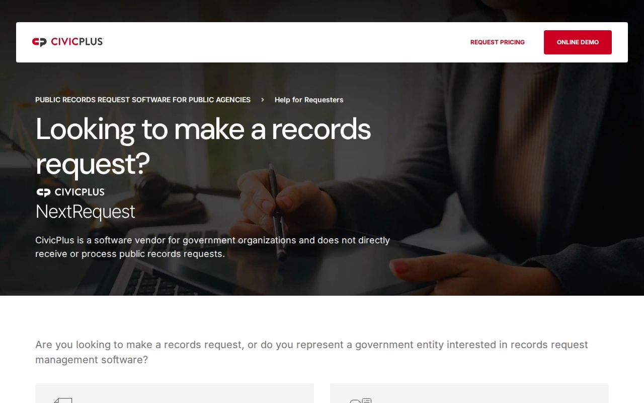 Santa Maria residents directory view of the City public records request portal